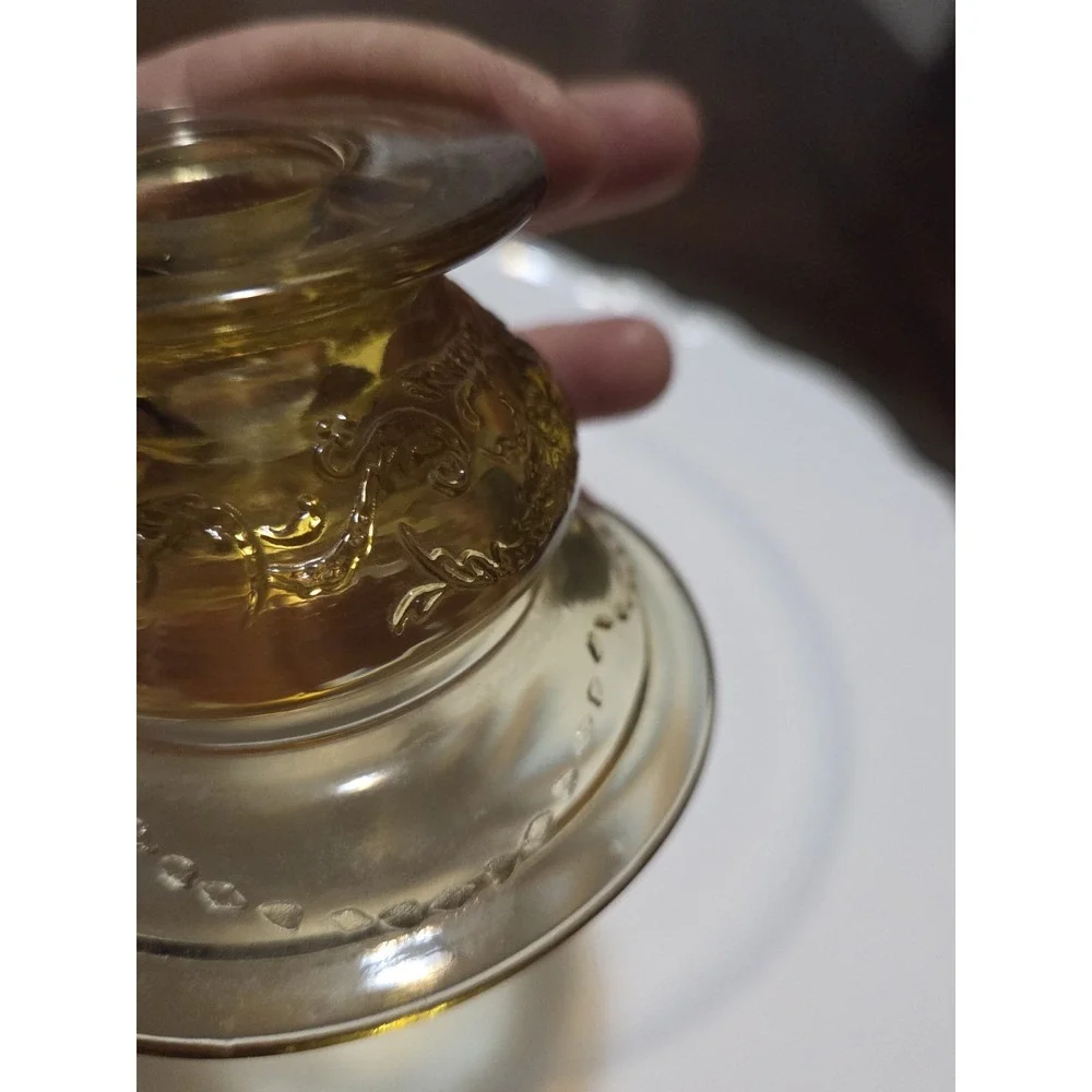 vintage amber depression glass candlestick holder 